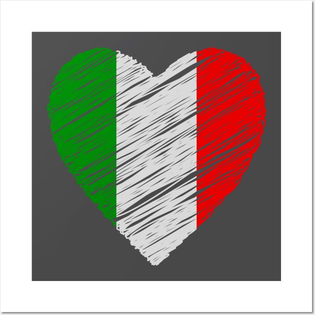 In this picture we see a heart in the shape of the Italian flag. Wall Art by Atom139